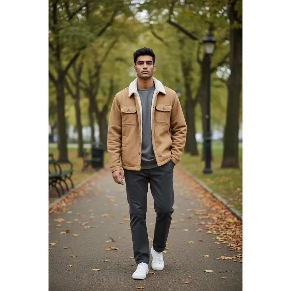 Gap Men’s Brown and Sherpa Jacket Size Small
